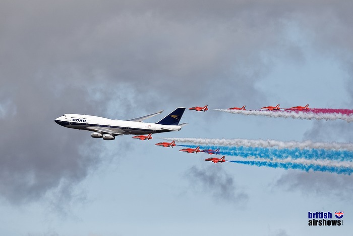 BOAC Jumbo with Red Arrows