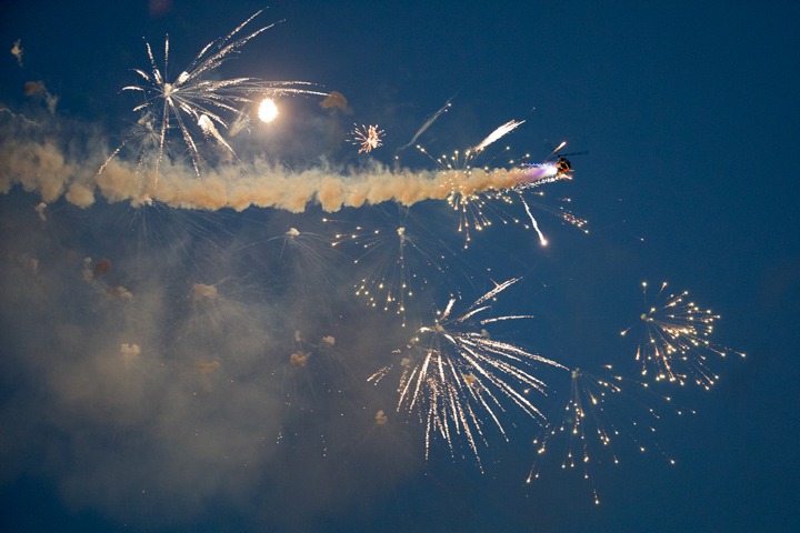 Otto with fireworks in Bournemouth